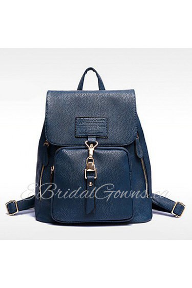 Women PU Bucket Backpack / School Bag / Travel Bag Blue / Gray / Black / Burgundy