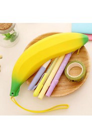 Unisex Men Women Girls Novelty Silicone Portable Banana Coin Pencil Pen Case Purse Bag Case Wallet Pouch