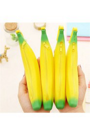 Unisex Men Women Girls Novelty Silicone Portable Banana Coin Pencil Pen Case Purse Bag Case Wallet Pouch