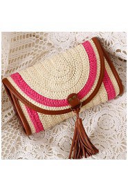 Women Straw Sling Bag Shoulder Bag Blue / Brown / Fuchsia