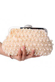 Women Polyester / Metal Minaudiere Clutch / Evening Bag White / Beige / Black