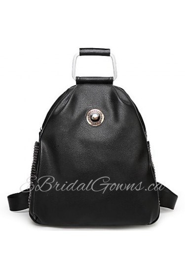 Women PU Bucket Backpack Black