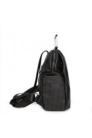 Women PU Bucket Backpack Black