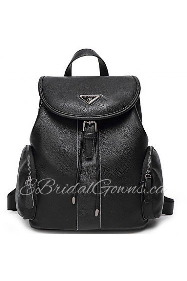 Women PU Bucket Backpack Black