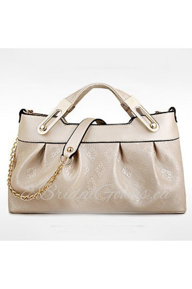 Women PU Hobo Shoulder Bag / Tote White / Gold / Black