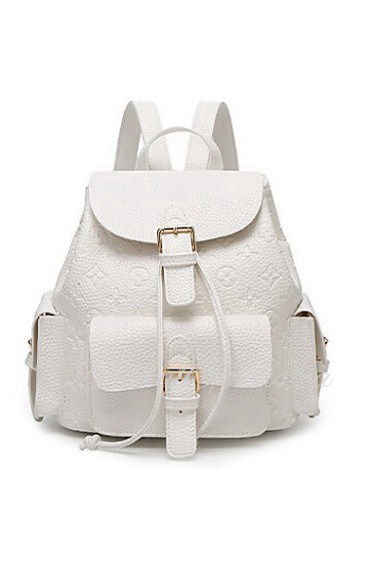 Women PU Bucket Backpack White / Pink / Silver / Black