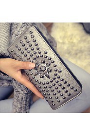 Women PU Bi fold Clutch / Wallet / Card & ID Holder Gray / Black