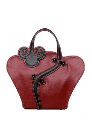 Women PU Barrel Shoulder Bag / Tote Red / Black