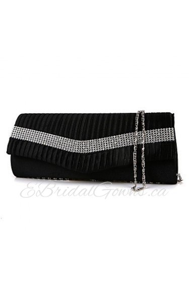 Women's Elegant Silk Rhinestones Decorated Evening Bag