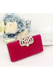 Women Suede / Metal Minaudiere Clutch / Evening Bag Purple / Blue / Red / Black