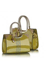 Women's Hollow Metal Chain Patent Leather Totes