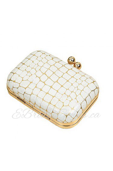 Women Stone Pattern Clutch PU Leather Kiss Clasp Party Evening Chain Bag Crossbody Shoulder Bag