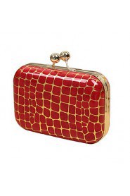 Women Stone Pattern Clutch PU Leather Kiss Clasp Party Evening Chain Bag Crossbody Shoulder Bag