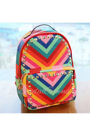 Women PU Bucket Backpack Multi color