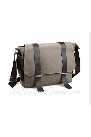 Men Canvas Messenger Shoulder Bag Gray / Black