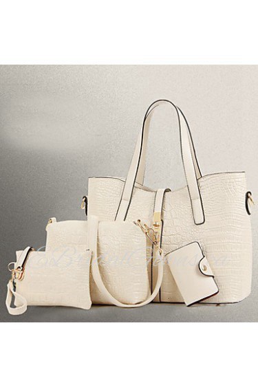 Women PU Barrel Shoulder Bag / Tote White / Blue / Brown / Black / Burgundy