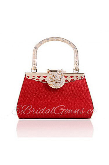 Women PVC / Metal Minaudiere Clutch / Evening Bag Red