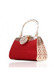 Women PVC / Metal Minaudiere Clutch / Evening Bag Red