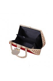 Women PVC / Metal Minaudiere Clutch / Evening Bag Red