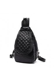 Women PU Bucket Backpack / Travel Bag Black