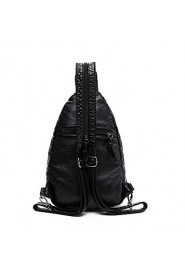 Women PU Bucket Backpack / Travel Bag Black