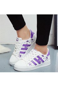 Women's Shoes Leatherette Flat Heel Comfort Fashion Sneakers Outdoor / Casual / Athletic Black / Pink / Purple / Gold