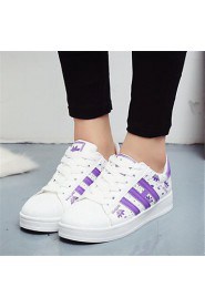 Women's Shoes Leatherette Flat Heel Comfort Fashion Sneakers Outdoor / Casual / Athletic Black / Pink / Purple / Gold