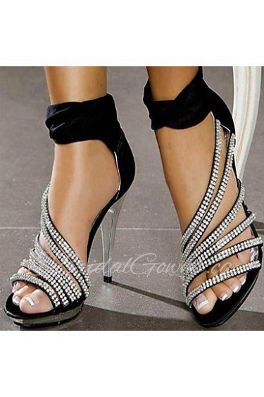 Women's Shoes Leatherette Stiletto Heel Heels / Peep Toe / Platform Sandals Wedding / Dress / Casual Black