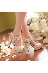 Women's Shoes Heel Heels / Peep Toe / Platform Sandals / Heels Outdoor / Dress / Casual Black / Pink / Almond/687