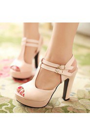 Women's Shoes Heel Heels / Peep Toe / Platform Sandals / Heels Outdoor / Dress / Casual Black / Pink / Almond/687