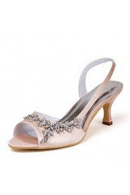 Satin Upper Mid Heel Strappy Sandals Wedding Bridal Shoes (More Colors)