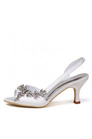 Satin Upper Mid Heel Strappy Sandals Wedding Bridal Shoes (More Colors)