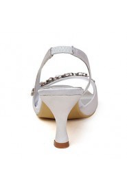 Satin Upper Mid Heel Strappy Sandals Wedding Bridal Shoes (More Colors)