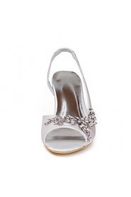 Satin Upper Mid Heel Strappy Sandals Wedding Bridal Shoes (More Colors)