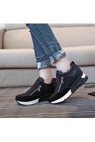 Women's Shoes Fabric Wedge Heel Comfort Round Toe Zipper Fashion Sneakers Outdoor/Casual Black/Red