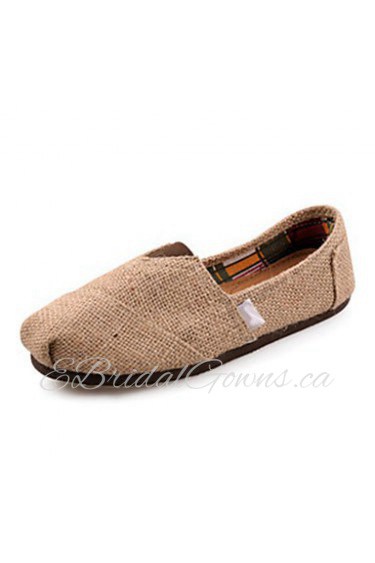 Women's/Men's/Lovers' Shoes Linen Flat Heel Comfort Loafers Office & Career/Casual Brown