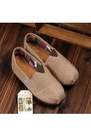 Women's/Men's/Lovers' Shoes Linen Flat Heel Comfort Loafers Office & Career/Casual Brown