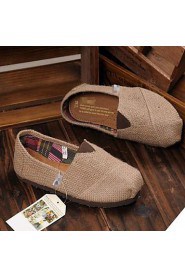 Women's/Men's/Lovers' Shoes Linen Flat Heel Comfort Loafers Office & Career/Casual Brown