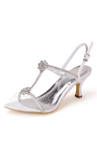 Women's Shoes Open Toe Stiletto Heel Satin Sandals with Rhinestone Wedding Shoes More Colors available