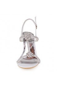 Women's Shoes Open Toe Stiletto Heel Satin Sandals with Rhinestone Wedding Shoes More Colors available