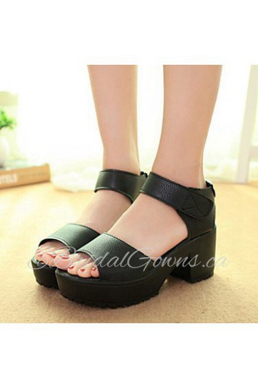 Women's Shoes Chunky Heel Creepers/Comfort Peep Toe Sandals Casual Black/White