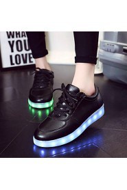 Women's Shoes Leatherette Flat Heel Round Toe Fashion Sneakers Outdoor / Casual / Athletic Black / White