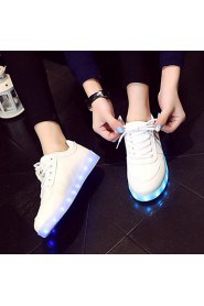 Women's Shoes Leatherette Flat Heel Round Toe Fashion Sneakers Outdoor / Casual / Athletic Black / White