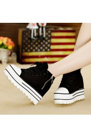 Women's Shoes Fabric Wedge Heel Comfort Fashion Sneakers with Zipper