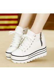 Women's Shoes Fabric Wedge Heel Comfort Fashion Sneakers with Zipper