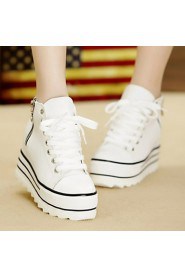 Women's Shoes Fabric Wedge Heel Comfort Fashion Sneakers with Zipper