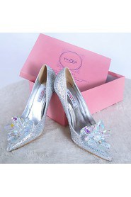 Women's Shoes Synthetic/Glitter Stiletto Heel Heels/Pointed Toe Pumps/Heels Wedding/Party & Evening/Dress Silver