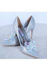 Women's Shoes Synthetic/Glitter Stiletto Heel Heels/Pointed Toe Pumps/Heels Wedding/Party & Evening/Dress Silver