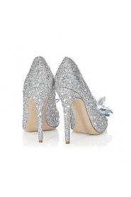 Women's Shoes Synthetic/Glitter Stiletto Heel Heels/Pointed Toe Pumps/Heels Wedding/Party & Evening/Dress Silver