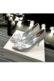 Women's Shoes Synthetic/Glitter Stiletto Heel Heels/Pointed Toe Pumps/Heels Wedding/Party & Evening/Dress Silver